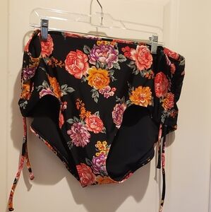 Terra & Sky Floral Black Swimsuit Bottoms (BOTTOMS ONLY)